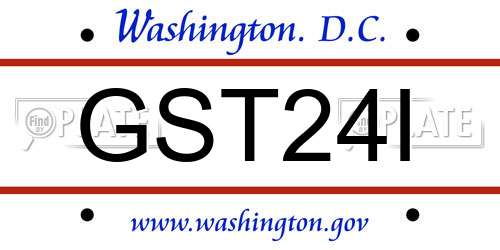 GST24I District Of Columbia License Plate