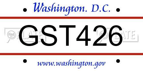 GST426 District Of Columbia License Plate