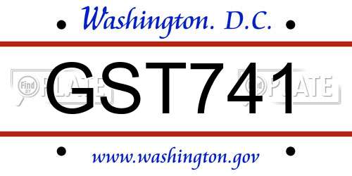 GST741 District Of Columbia License Plate