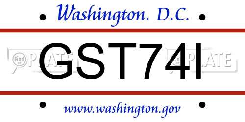 GST74I District Of Columbia License Plate