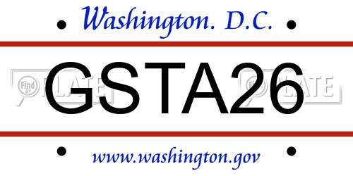 GSTA26 District Of Columbia License Plate