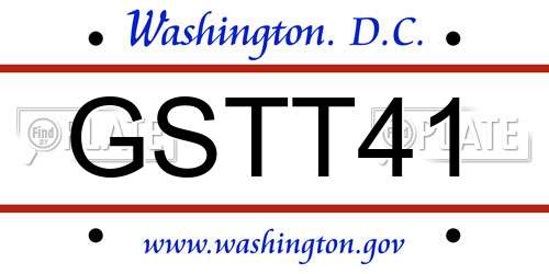 GSTT41 District Of Columbia License Plate