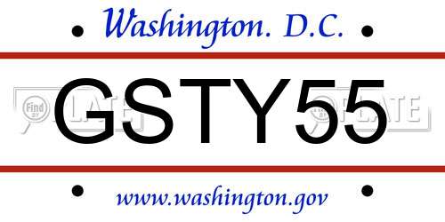 GSTY55 District Of Columbia License Plate
