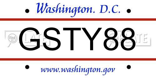 GSTY88 District Of Columbia License Plate