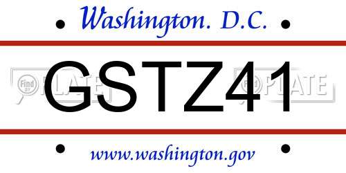 GSTZ41 District Of Columbia License Plate