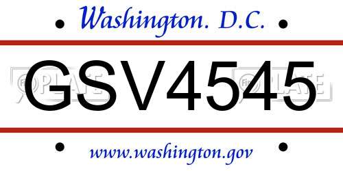 GSV4545 District Of Columbia License Plate