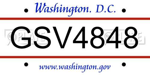 GSV4848 District Of Columbia License Plate