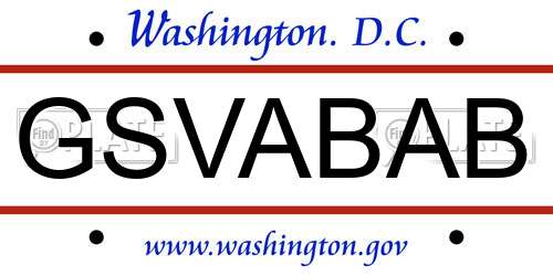 GSVABAB District Of Columbia License Plate