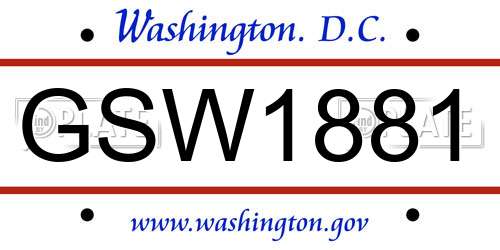 GSW1881 District Of Columbia License Plate