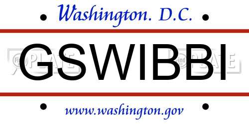 GSWIBBI District Of Columbia License Plate