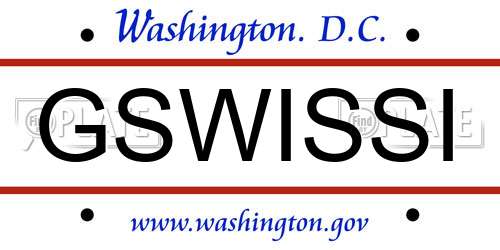 GSWISSI District Of Columbia License Plate