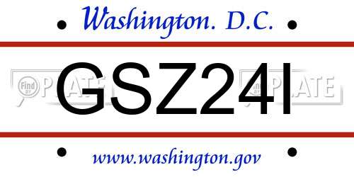 GSZ24I District Of Columbia License Plate
