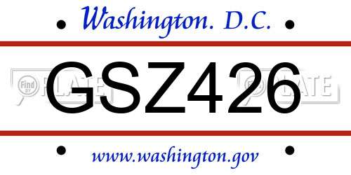 GSZ426 District Of Columbia License Plate
