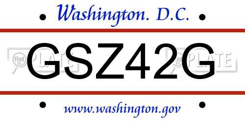 GSZ42G District Of Columbia License Plate