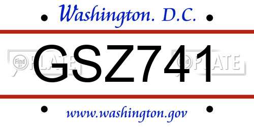 GSZ741 District Of Columbia License Plate