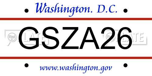 GSZA26 District Of Columbia License Plate
