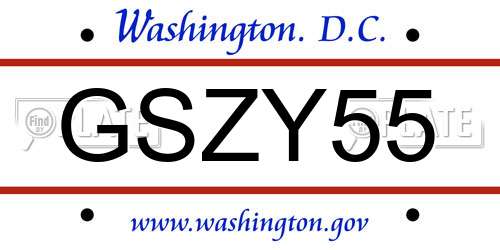 GSZY55 District Of Columbia License Plate