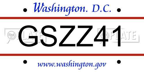 GSZZ41 District Of Columbia License Plate