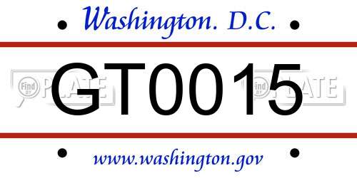 GT0015 District Of Columbia License Plate