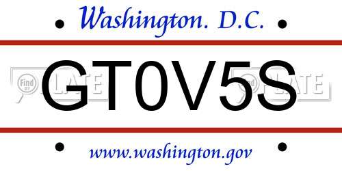 GT0V5S District Of Columbia License Plate