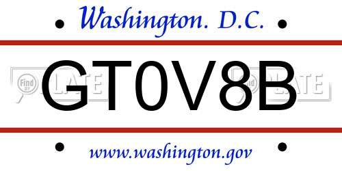GT0V8B District Of Columbia License Plate