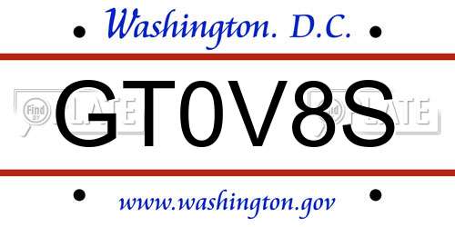 GT0V8S District Of Columbia License Plate