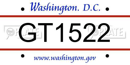 GT1522 District Of Columbia License Plate
