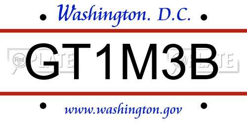GT1M3B District Of Columbia License Plate