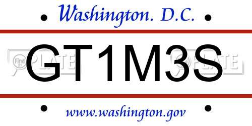 GT1M3S District Of Columbia License Plate