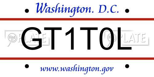 GT1T0L District Of Columbia License Plate