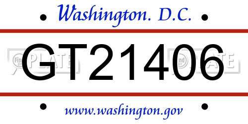 GT21406 District Of Columbia License Plate