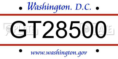 GT28500 District Of Columbia License Plate
