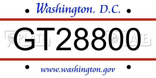 GT28800 District Of Columbia License Plate