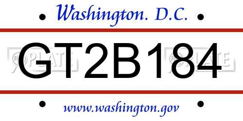 GT2B184 District Of Columbia License Plate