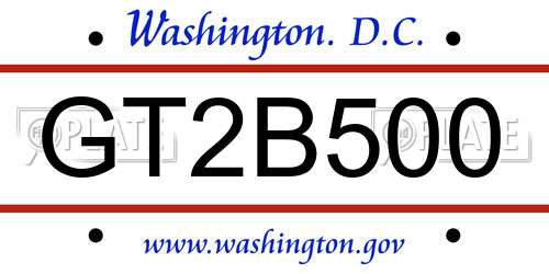 GT2B500 District Of Columbia License Plate