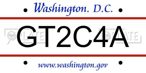 GT2C4A District Of Columbia License Plate