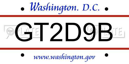 GT2D9B District Of Columbia License Plate