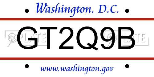 GT2Q9B District Of Columbia License Plate