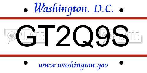 GT2Q9S District Of Columbia License Plate