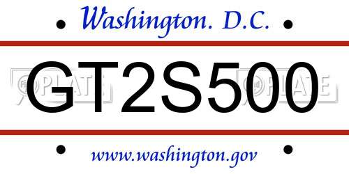 GT2S500 District Of Columbia License Plate