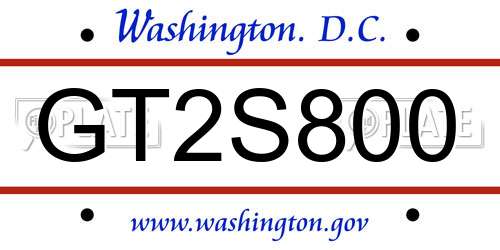 GT2S800 District Of Columbia License Plate
