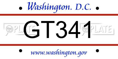 GT341 District Of Columbia License Plate