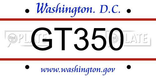 GT350 District Of Columbia License Plate