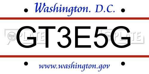 GT3E5G District Of Columbia License Plate
