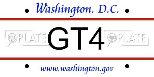 GT4 District Of Columbia License Plate
