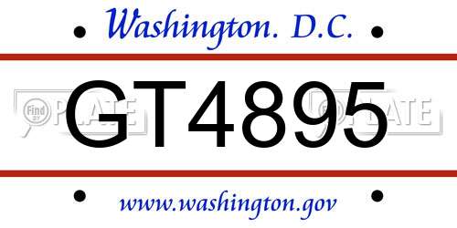 GT4895 District Of Columbia License Plate