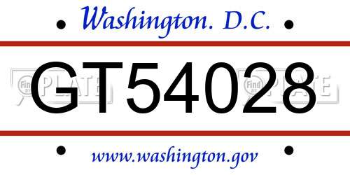 GT54028 District Of Columbia License Plate