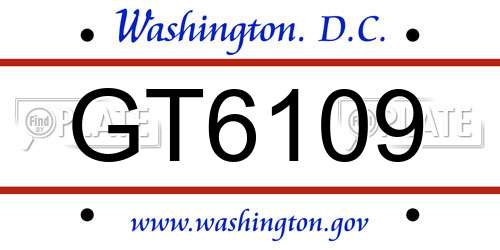 GT6109 District Of Columbia License Plate