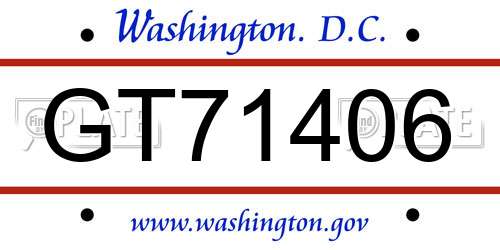 GT71406 District Of Columbia License Plate