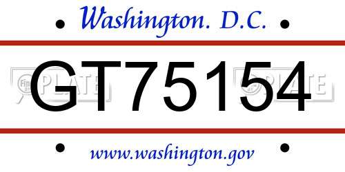 GT75154 District Of Columbia License Plate